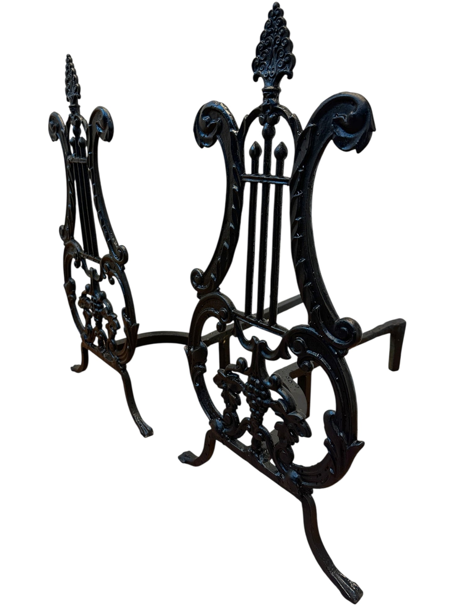 Pair of Restored Antique Cast Iron Fireplace Andirons GA20790