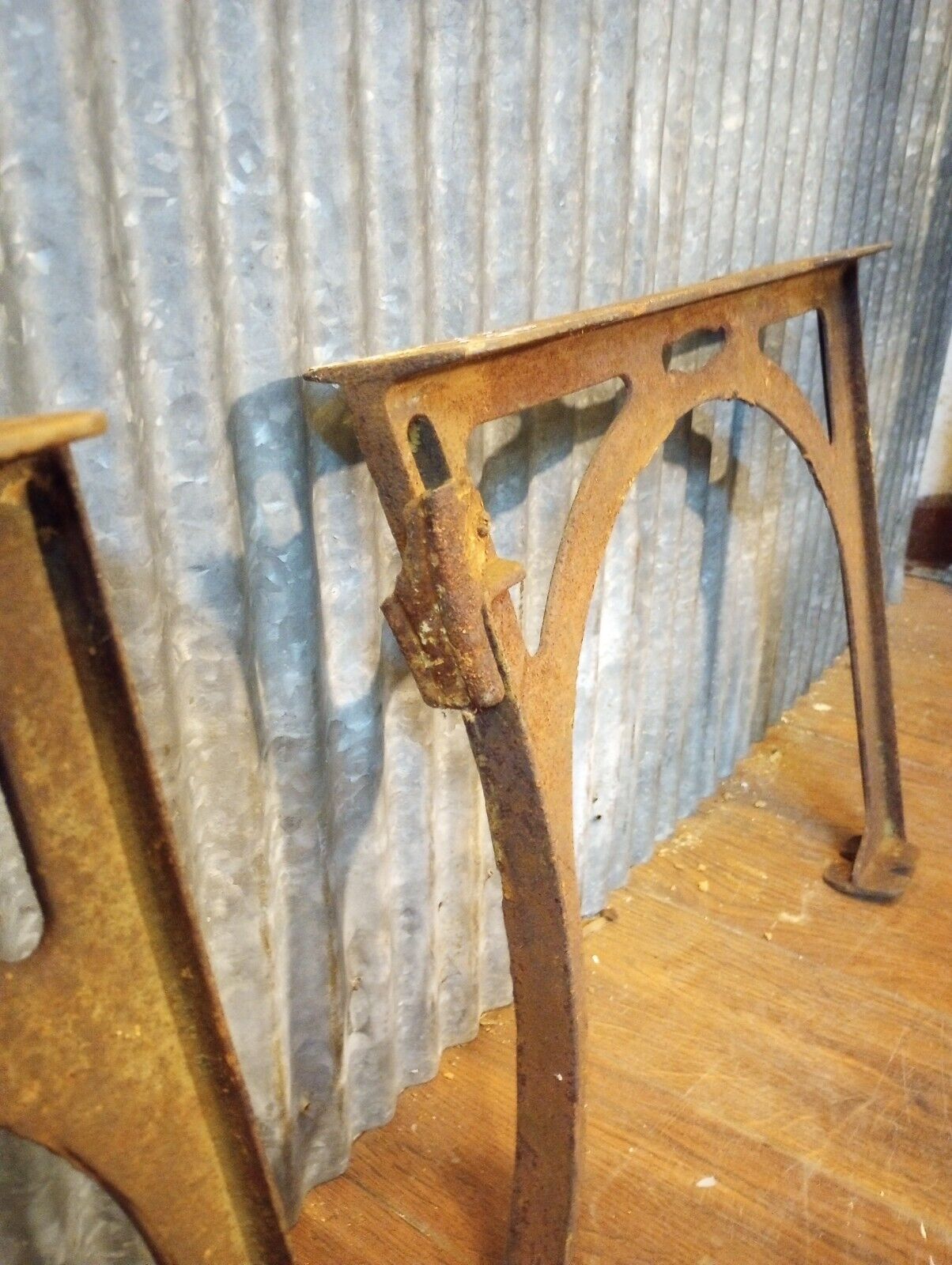 Pair of Cast Iron Art Deco Machine Legs 14 1/4" Tall x 17" Wide