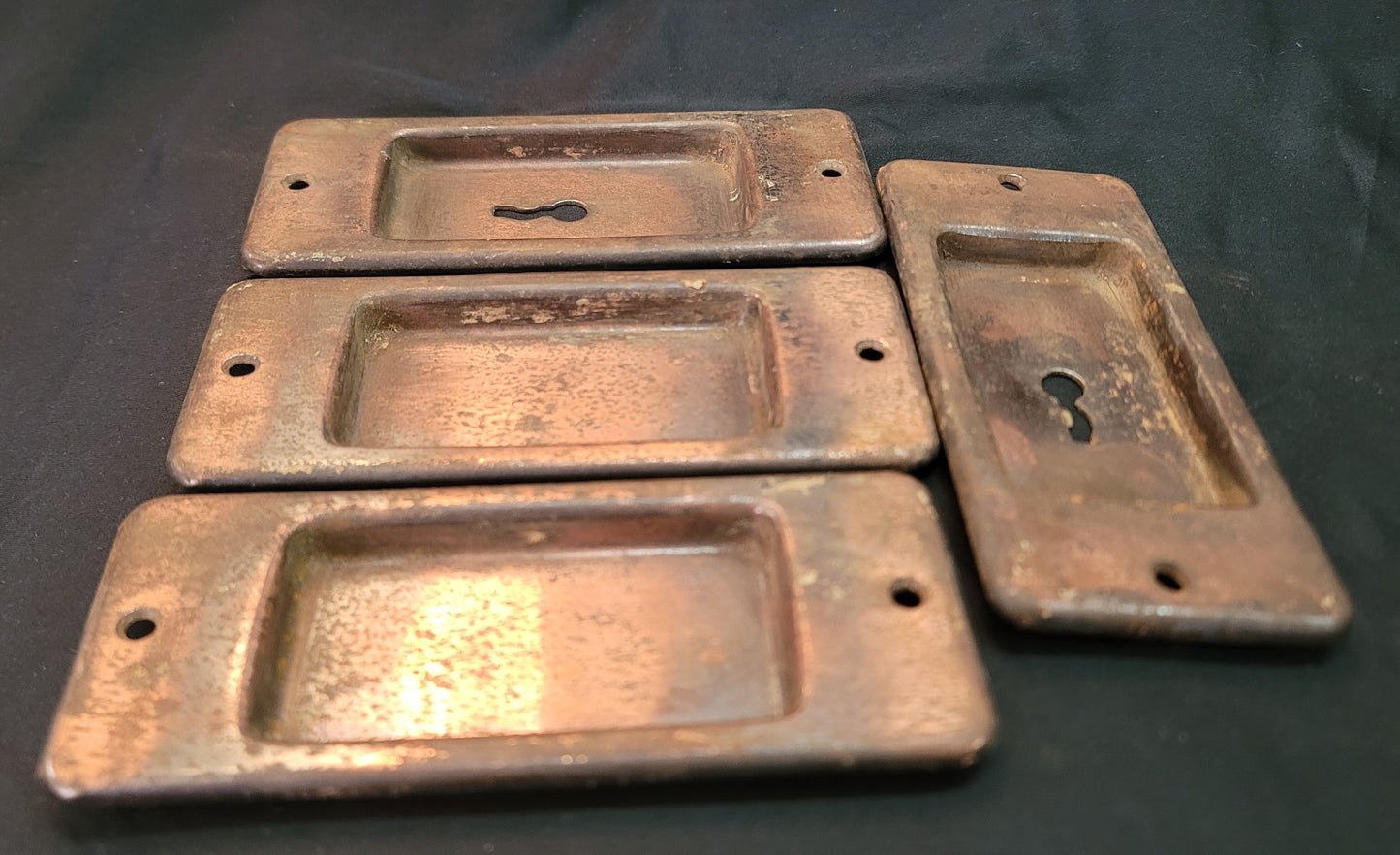 Set of 4 Pocket Door Keyhole Escutcheon Plates 4 9/16" x 2 1/8" GS01047