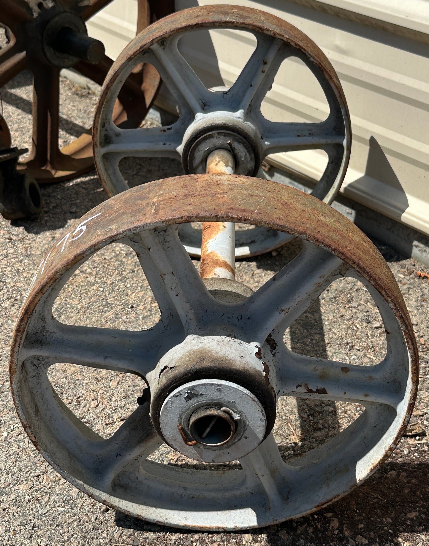 Pair of Industrial Cast Iron Cart Wheels GA20945