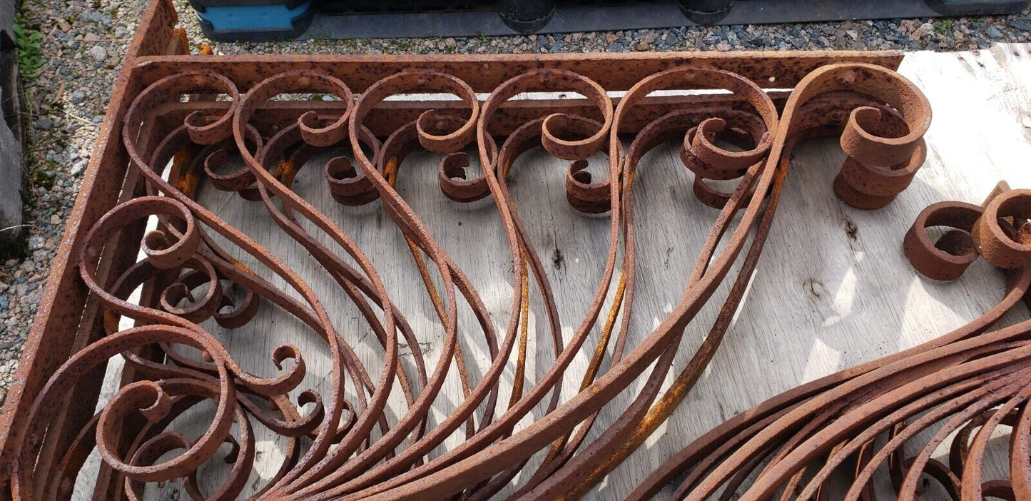 Pair of 35" x 35" Ornate Victorian Iron Corbel Pediment Brackets GS00373