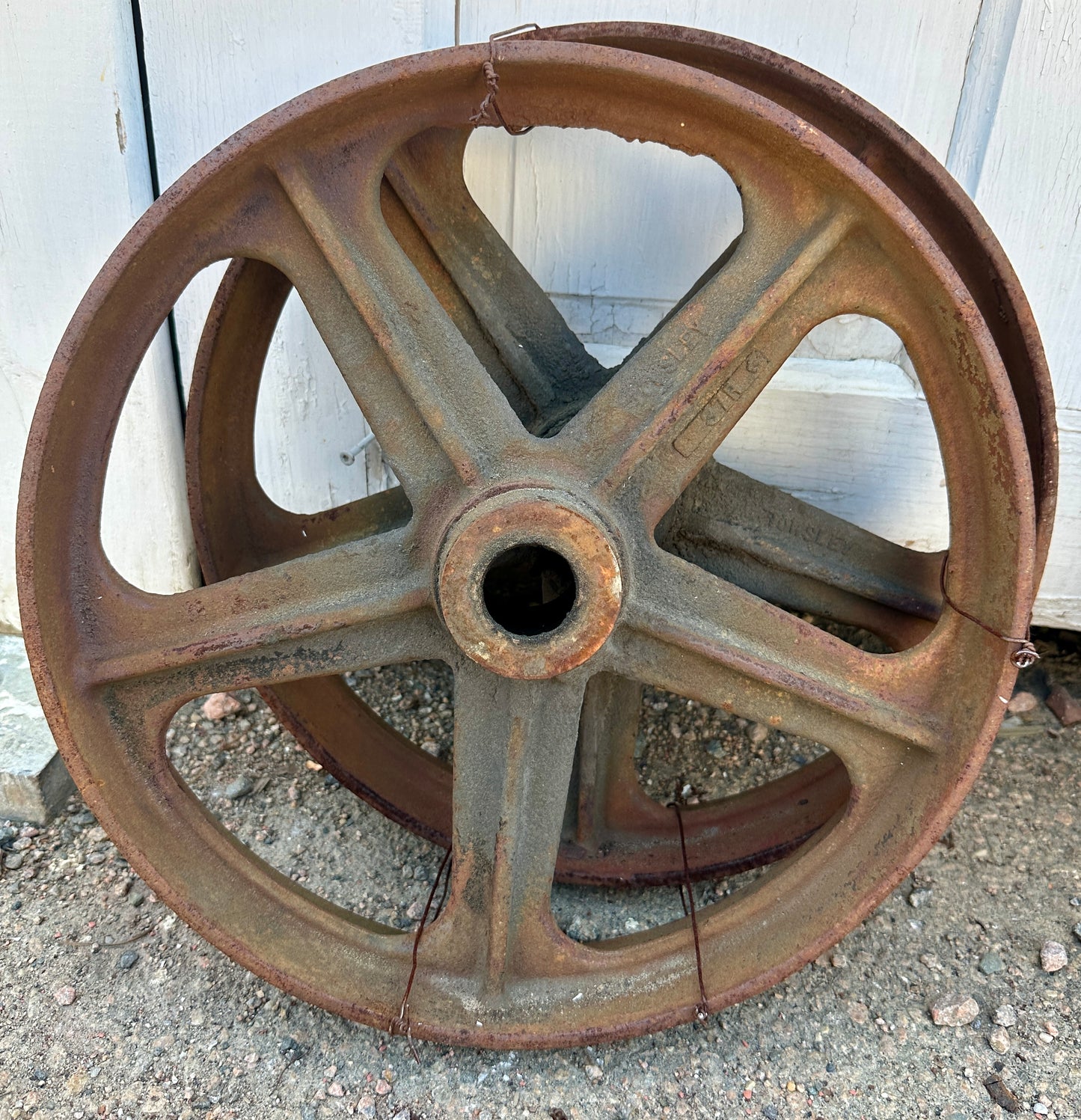 Pair of Industrial Cast Iron Cart Wheels GA20935