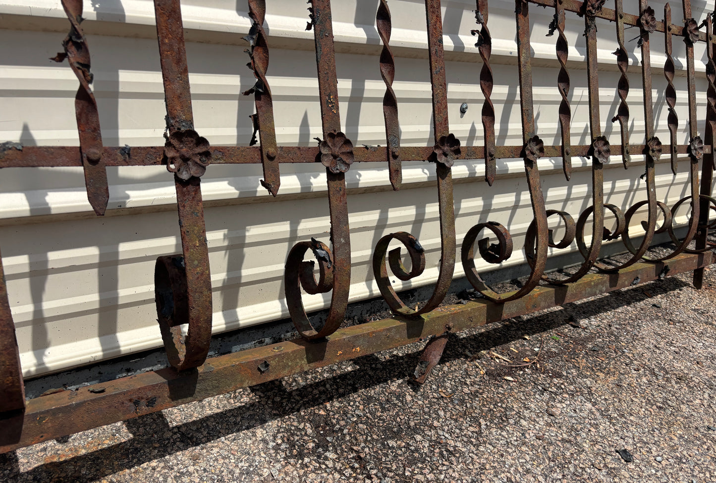 32 Feet of Iron Fence Panels with Pressed Tin Rosettes GA21366