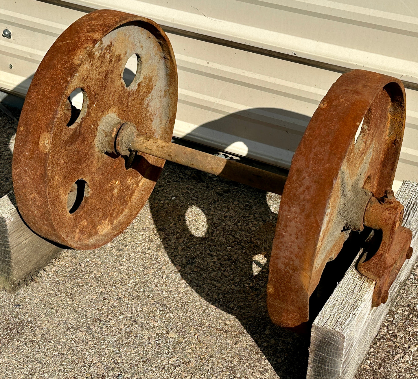 Pair of Industrial Cast Iron Cart Wheels GA20914