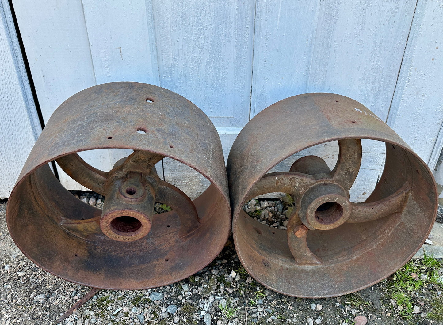 Pair of Industrial Cast Iron Cart Wheels GA20929