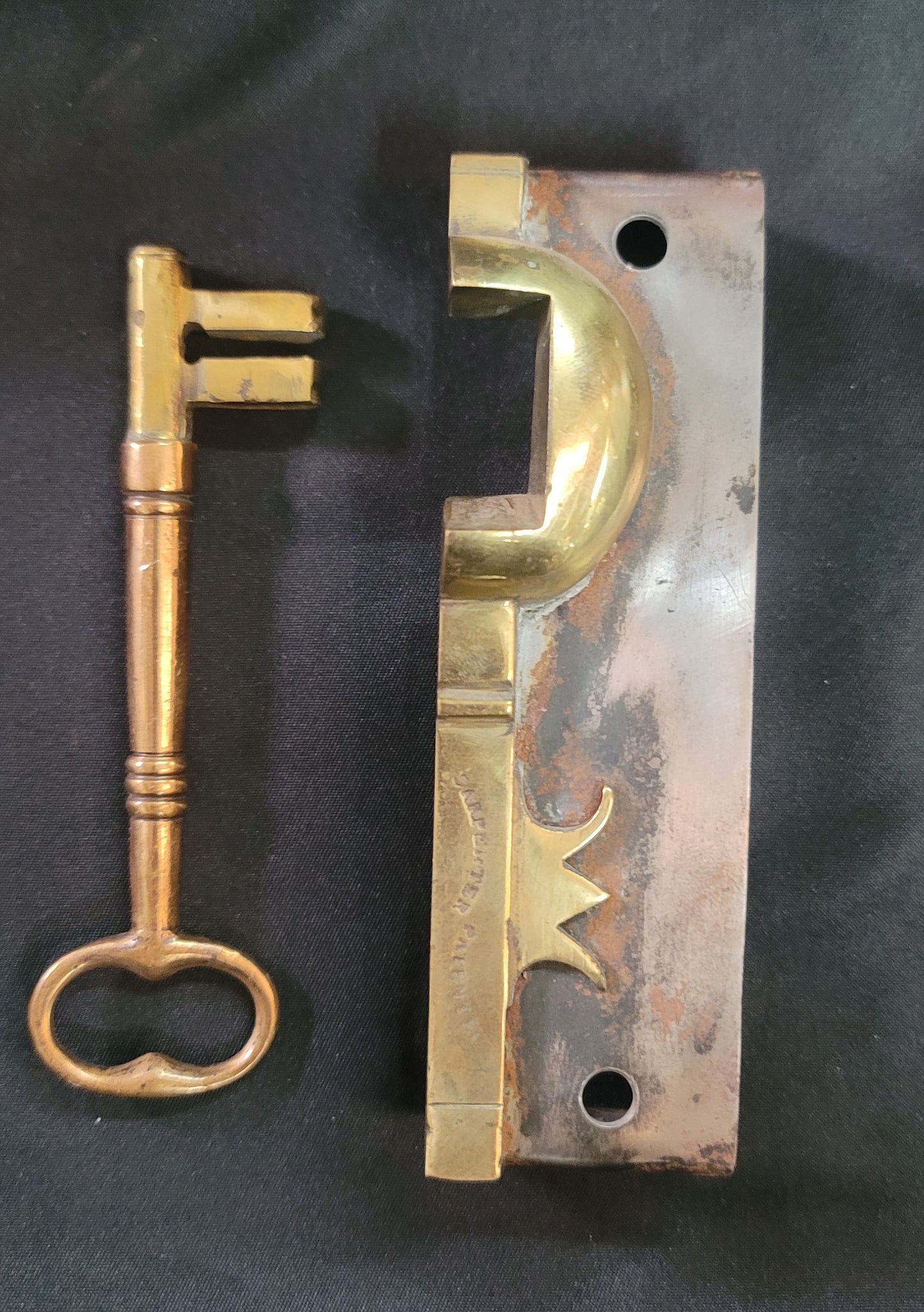 Restored Carpenter & Tildesley Right Side Lock Set w/ & Key 6" x 4 1/2" GS00988