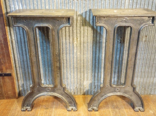 Pair of Art Deco Cast Iron Machine Legs 33 1/2" T x 19 3/4" W