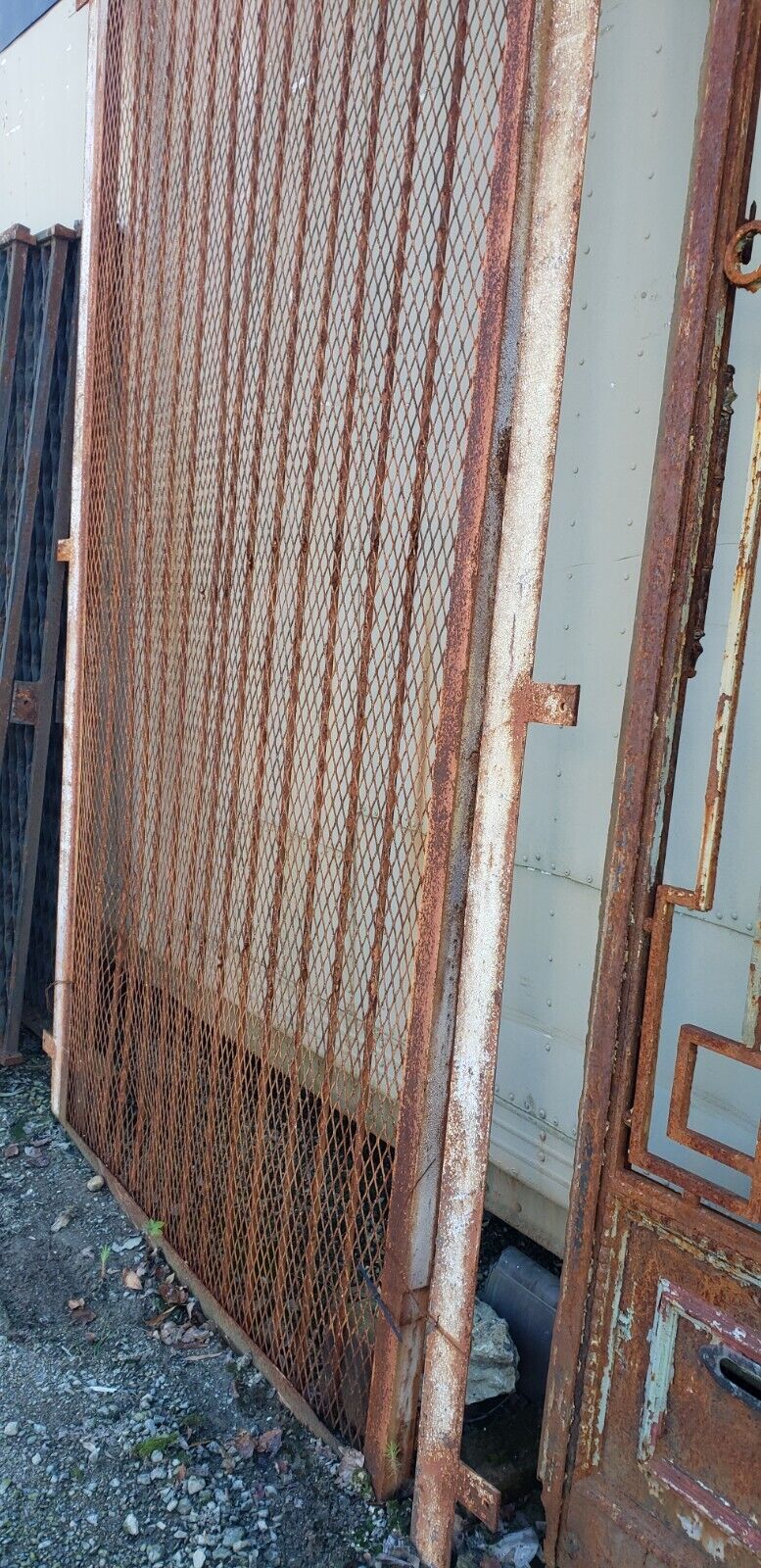 Tall Arch Top Wrought Iron Grid Gate with Frame 66 1/2" x 140" GA9600