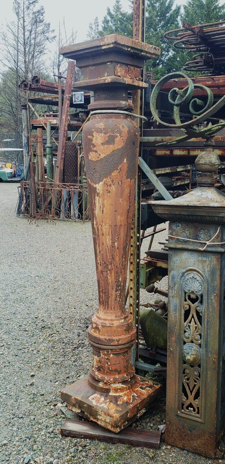 Rare & Ornate Cast Iron Fluted Pedestal 74" x 16" x 14" GA9789