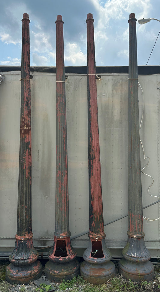 10 Ft Cast Iron Fluted Street Lamp Posts GA20290 - 3 Available!