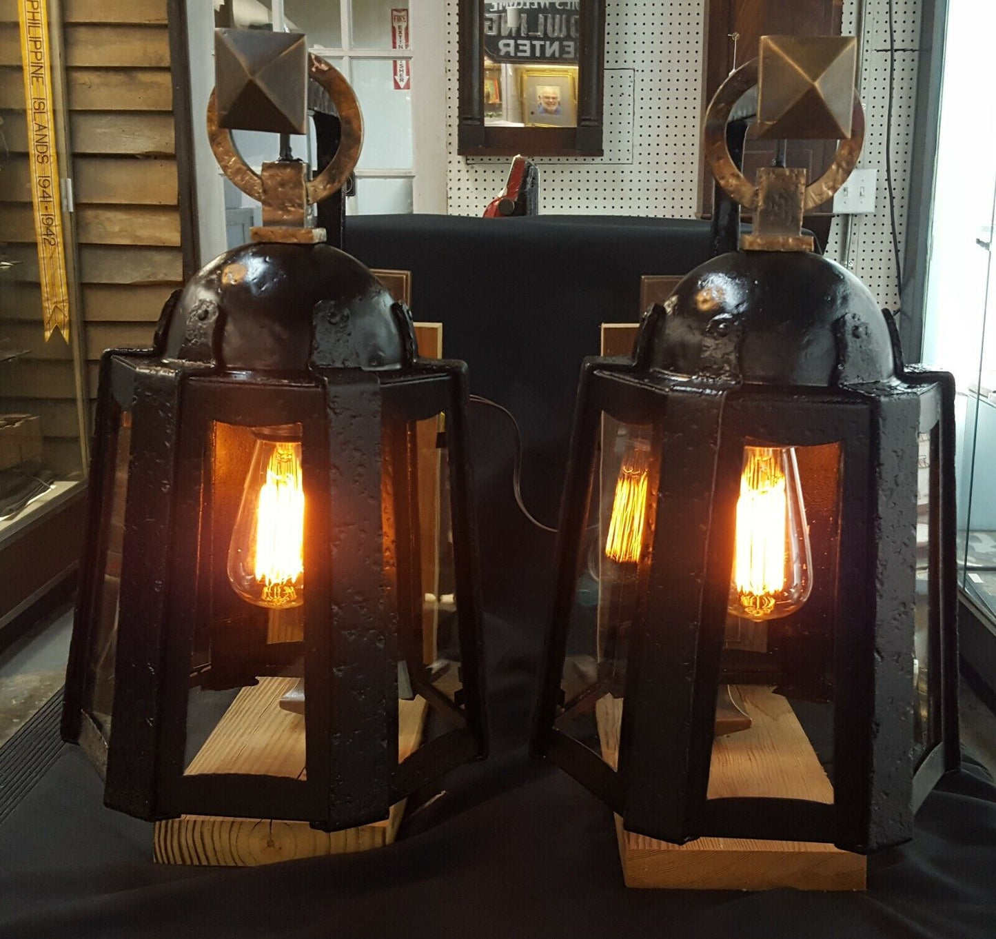 Very Large Restored Antique Cast Iron Outdoor Wall Sconces GA704