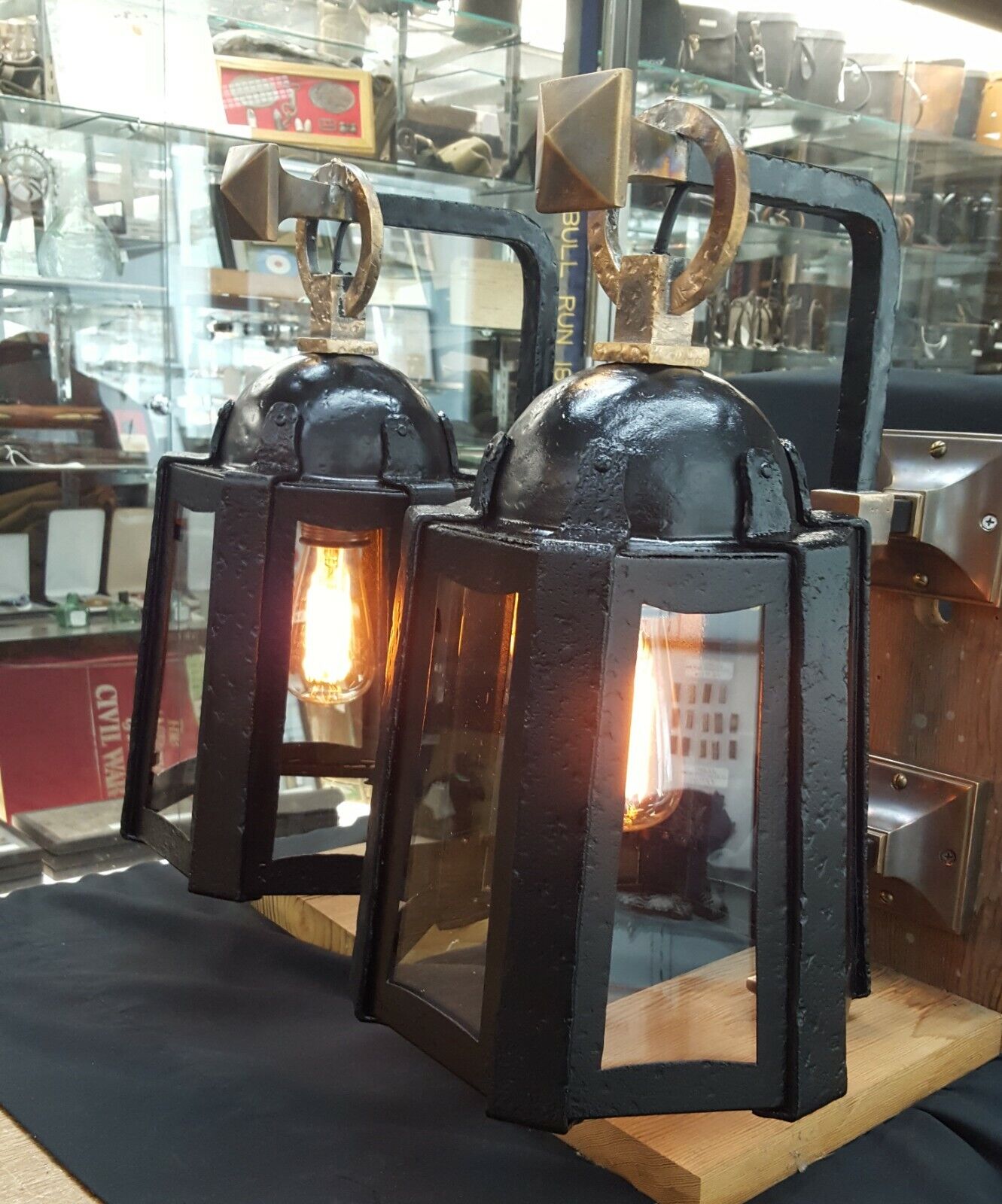 Very Large Restored Antique Cast Iron Outdoor Wall Sconces GA704