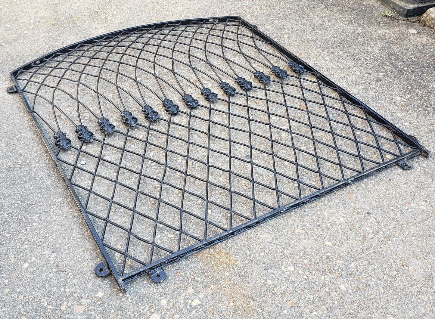 Restored Ornate Arched Top Wrought Iron Gate Panel 37" Wide x 45" Tall GA9869