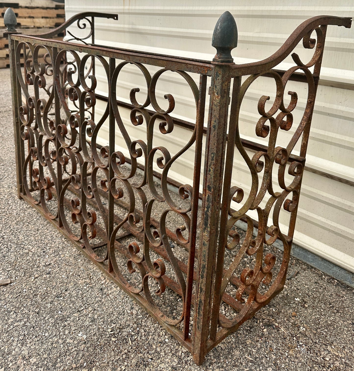 Antique Iron Three-Sided Balcony Railing Pair GA20525