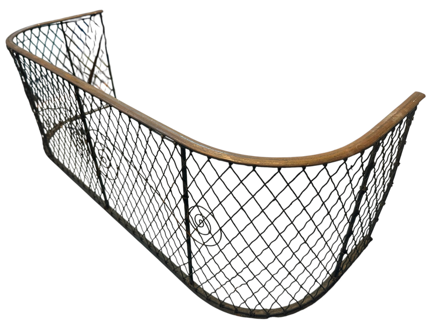Antique Brass and Iron Wire Mesh Fireplace Fender GA21023