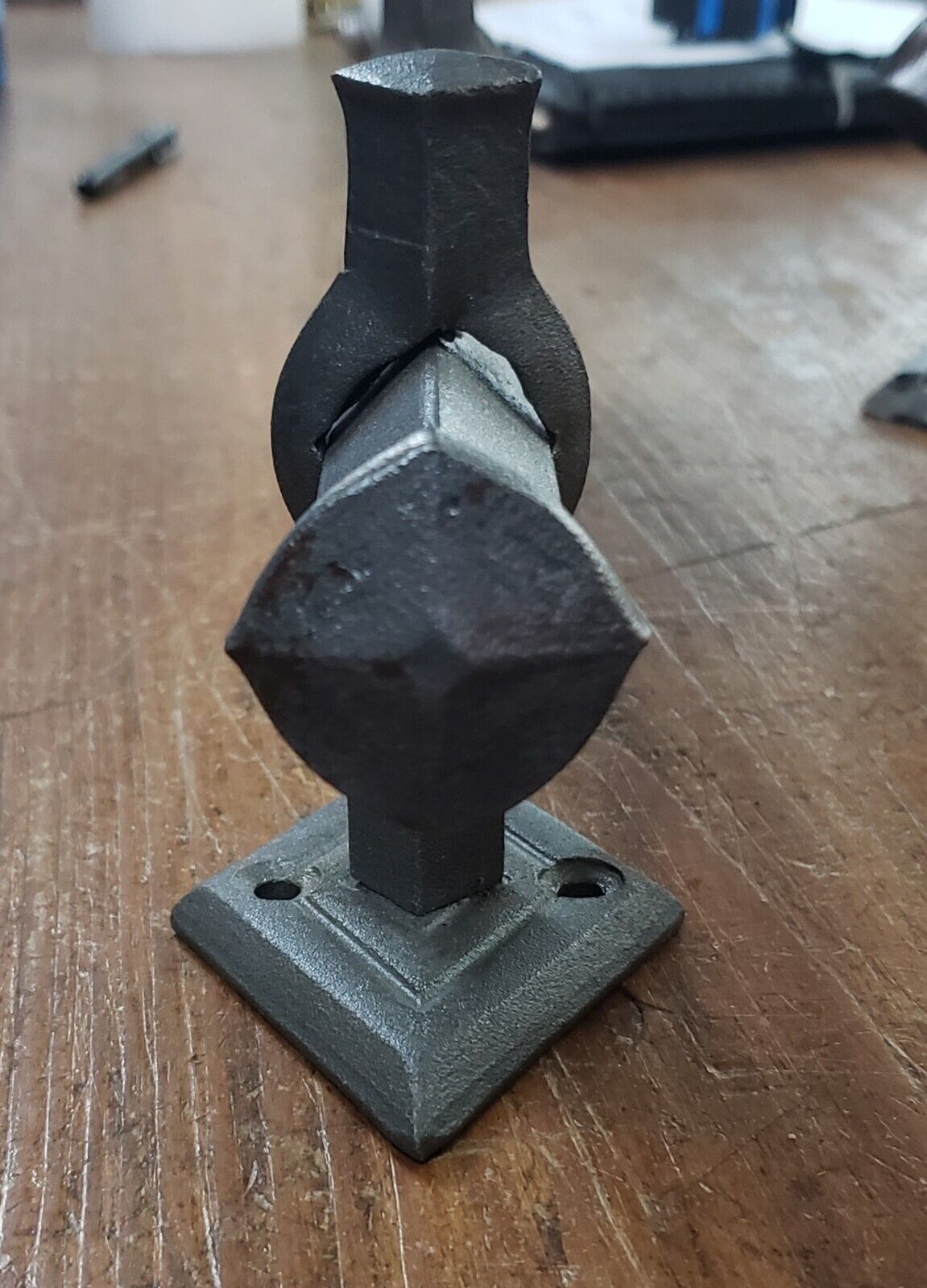 Pair of Hand Forged Steel Door Pulls with Diamond Shaped Back Plates GA9853