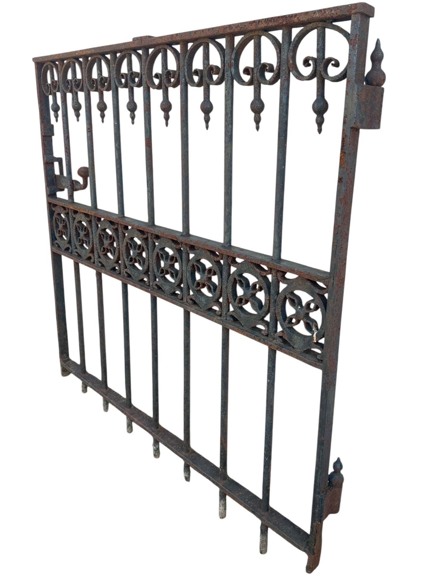 Antique Wrought Iron Victorian Style Garden Gate - 39" W x 39.75" T - GA20972