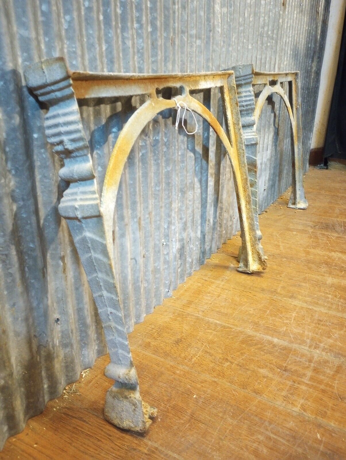 Pair of Art Deco Cast Iron Machine Legs 16" Tall x 18 1/2" Wide