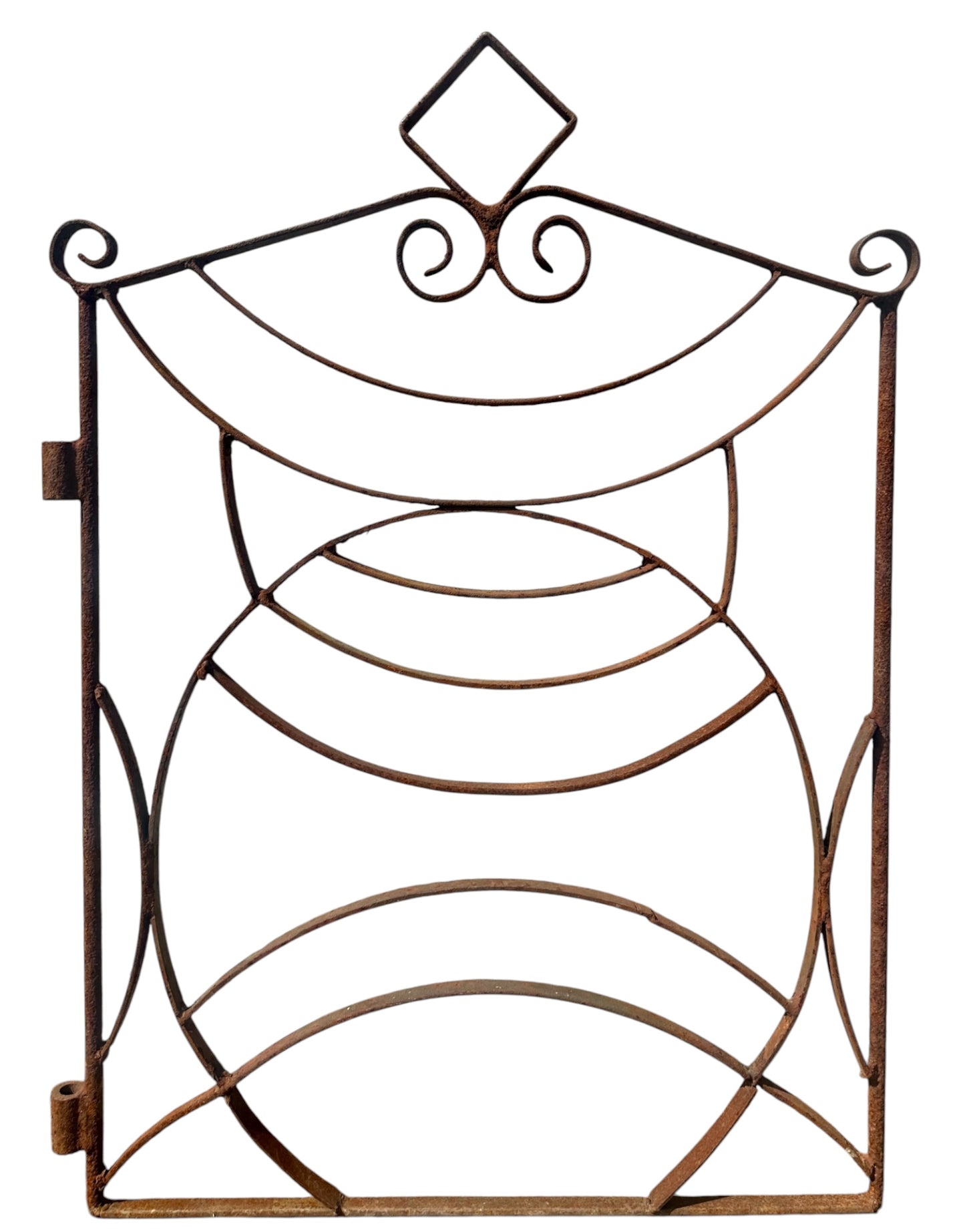 Antique Wrought Iron Art Deco Style Garden Gate - 28.5" W x 40.5" T - GA20970