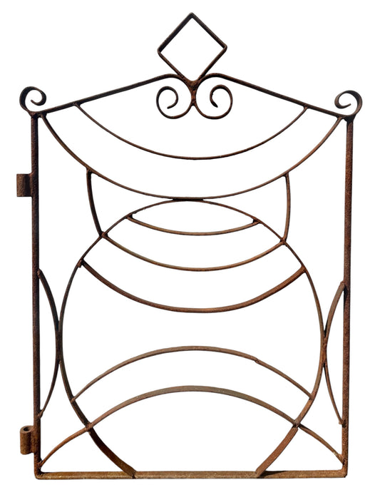 Antique Wrought Iron Art Deco Style Garden Gate - 28.5" W x 40.5" T - GA20970