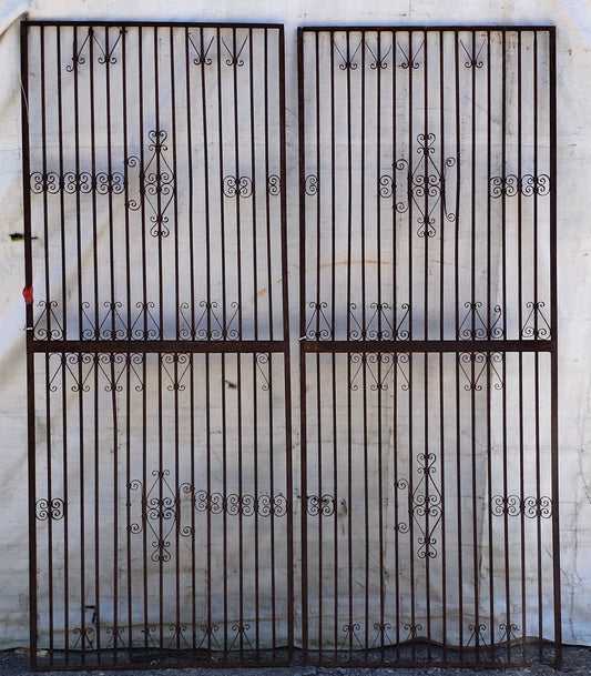 Pair of Ornate Wrought Iron Gates 84 3/4" Tall by 34 1/4" Wide #GA9403