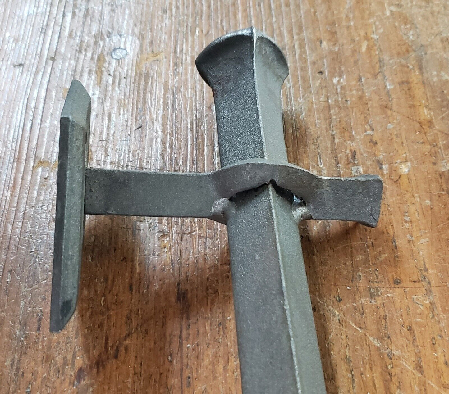 Pair of Hand Forged Steel Door Pulls with Diamond Shaped Back Plates GA9853