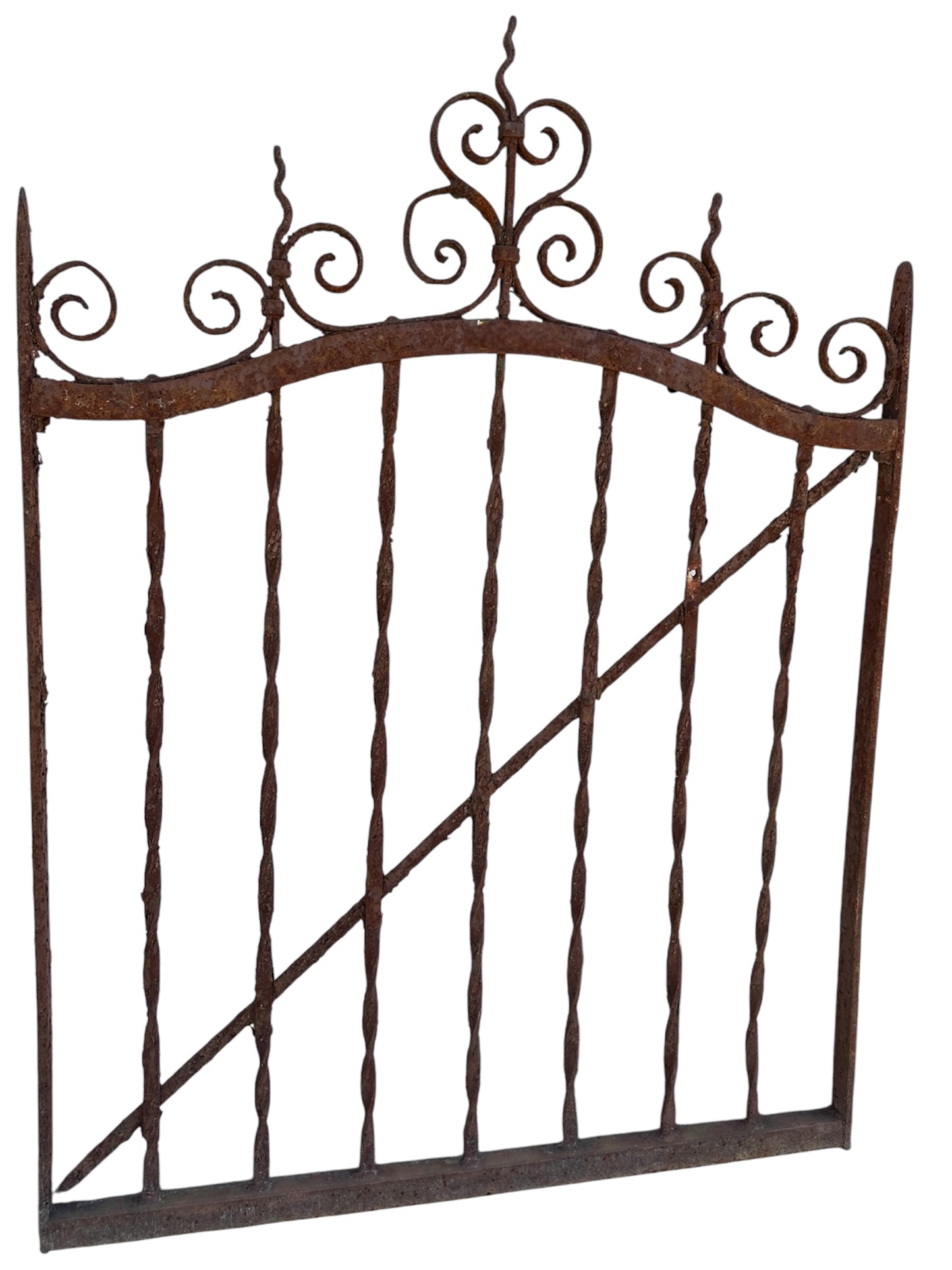 Antique Wrought Iron Garden Gate w/ Scrollwork 35" W x 48" T - GA20994
