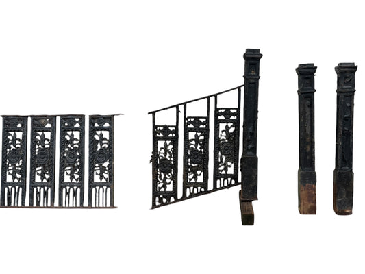 Antique Decorative Victorian Cast Iron Fence Panels & Posts GA21127