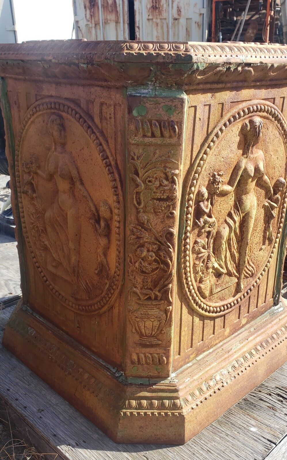 Pair of Huge Cast Iron Ornate Pedestals