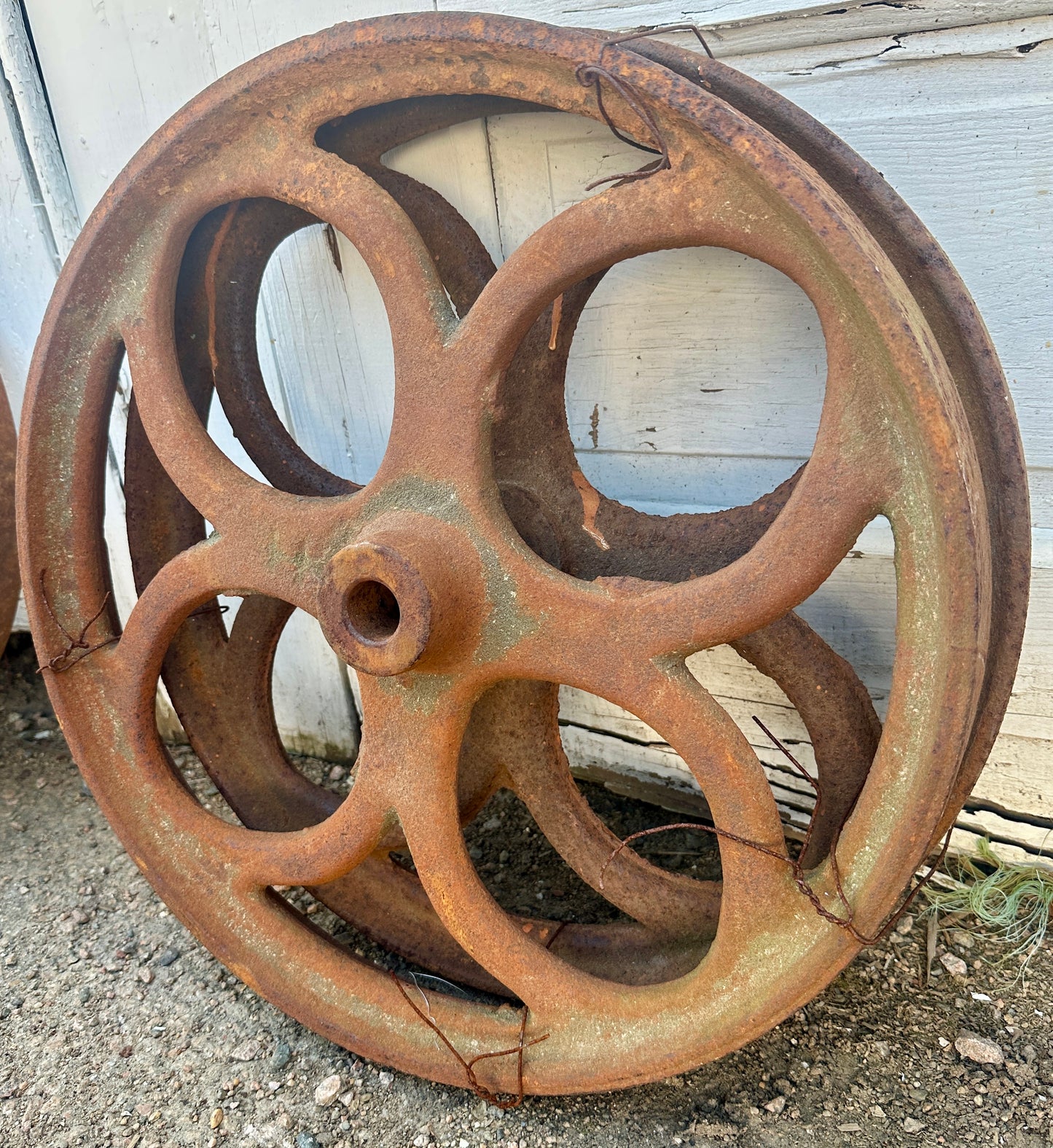 Pair of Industrial Cast Iron Cart Wheels GA20924