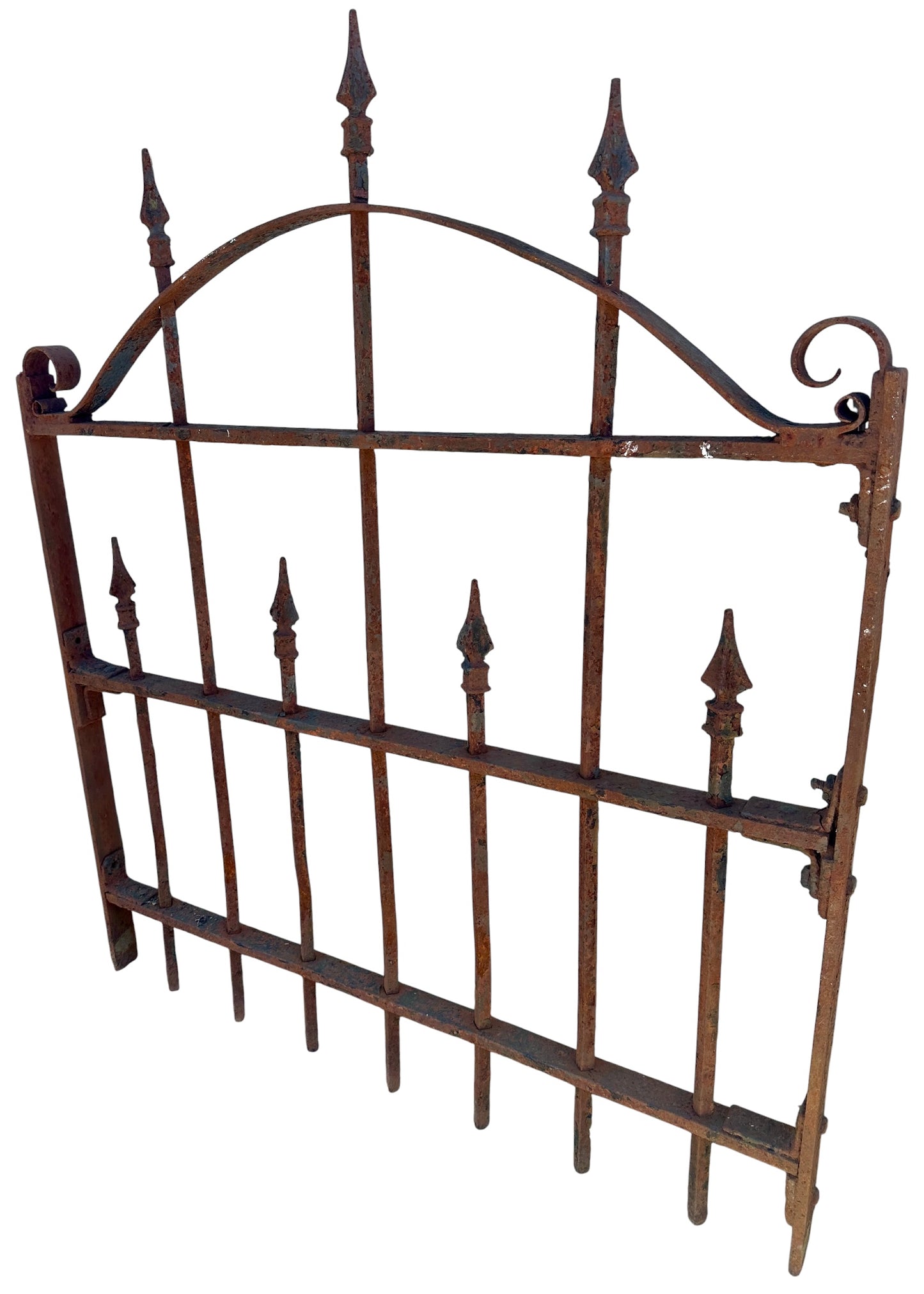 Antique Wrought Iron Garden Gate w/ Arrow Finials - 33" W x 39" T - GA21018
