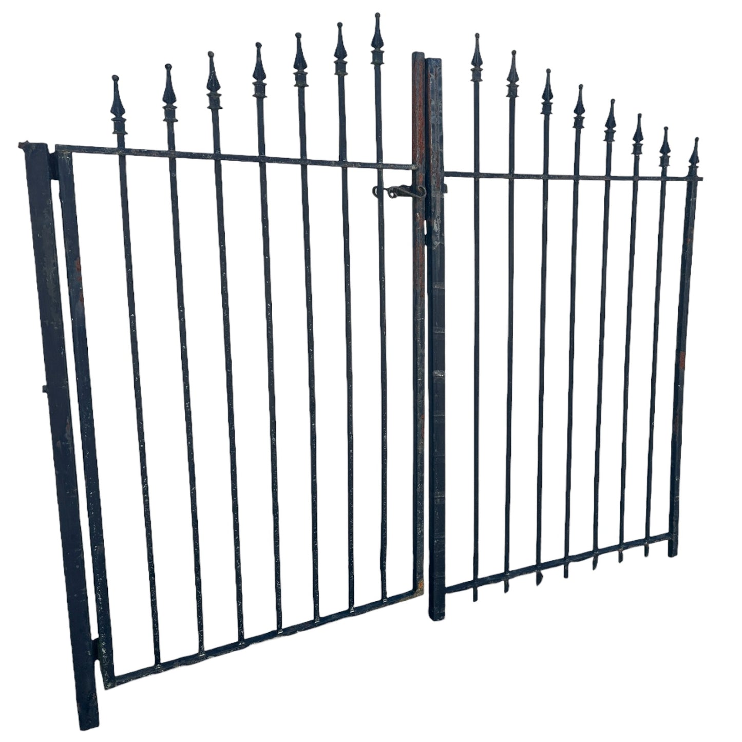Antique Wrought Iron Entrance Gate Pair w/ Latch GA20907