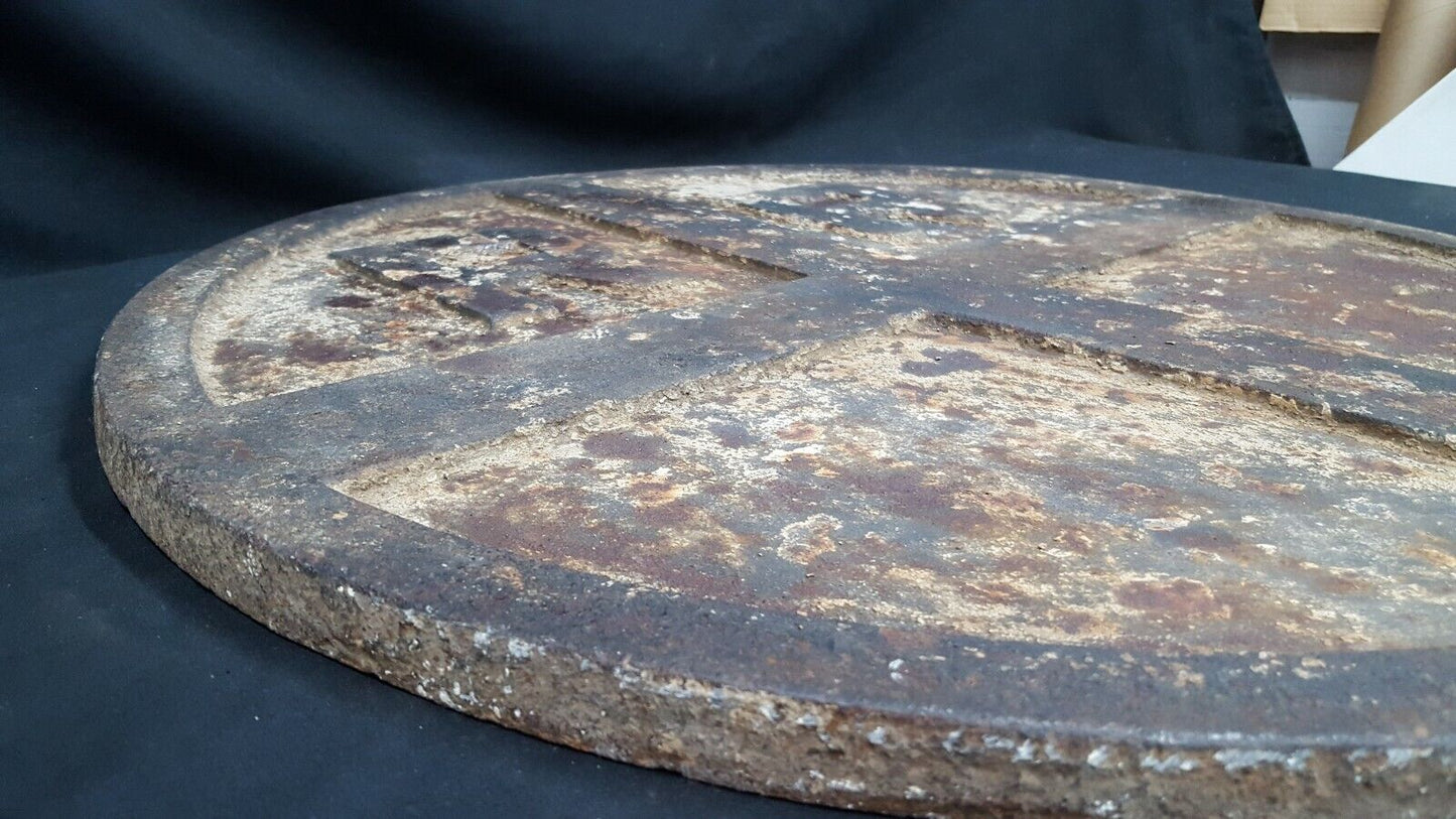 RARE 1800s 24" Round Heavy Cast Iron Railroad Crossing Sign