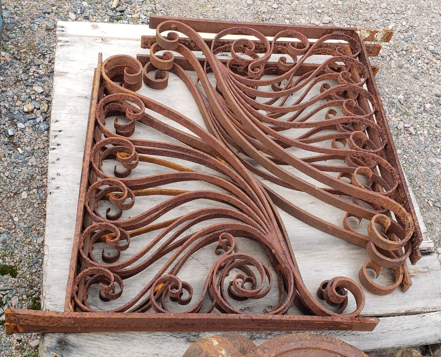 Pair of 35" x 35" Ornate Victorian Iron Corbel Pediment Brackets GS00373