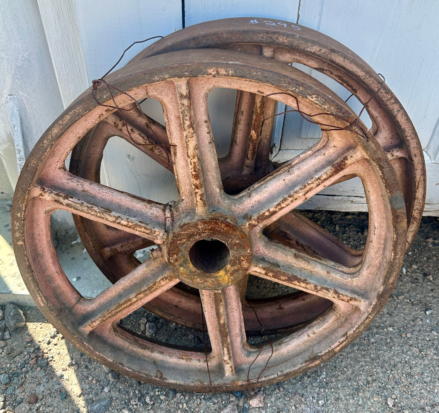 Pair of Industrial Cast Iron Cart Wheels GA20922