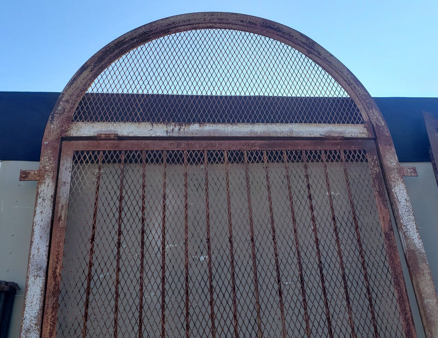 Tall Arch Top Wrought Iron Grid Gate with Frame 66 1/2" x 140" GA9600
