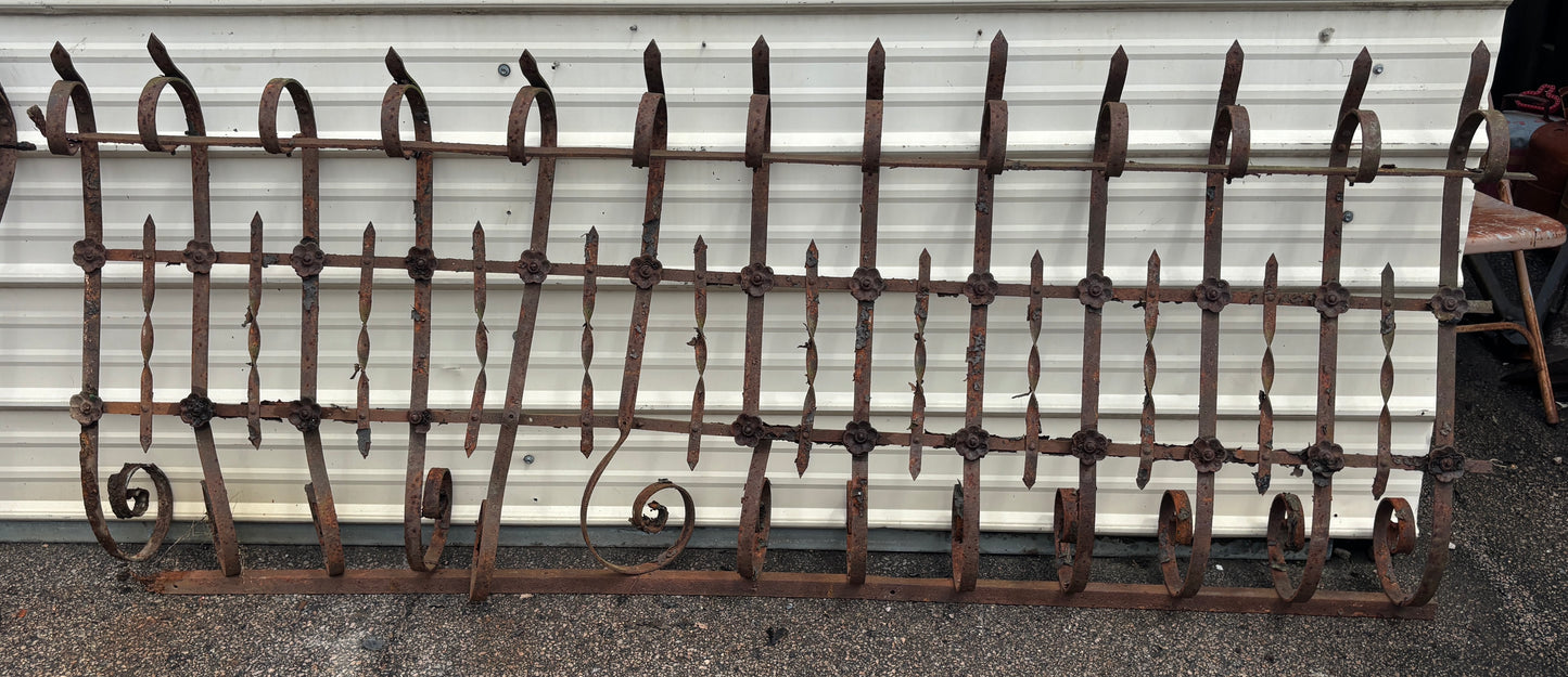 76 Feet of Iron Fence Panels with Cast Iron Rosettes GA21365