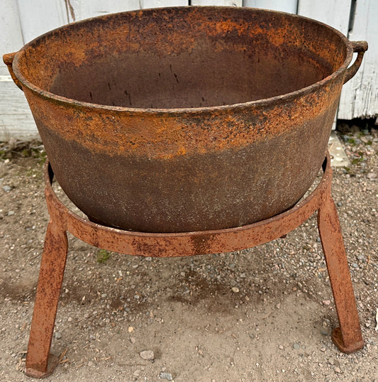 Antique Cast Iron Cauldron w/ Stand GA20890