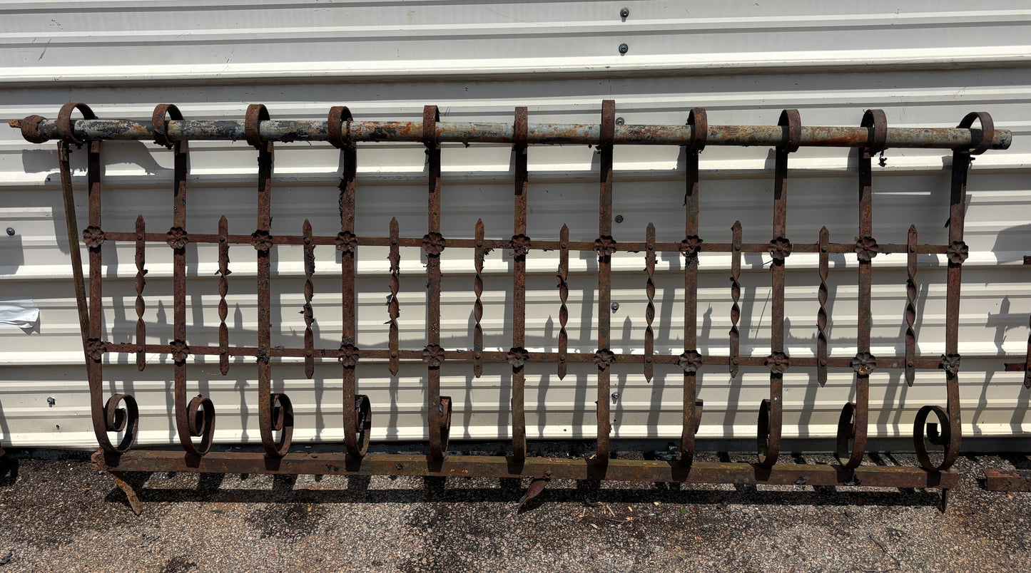32 Feet of Iron Fence Panels with Pressed Tin Rosettes GA21366