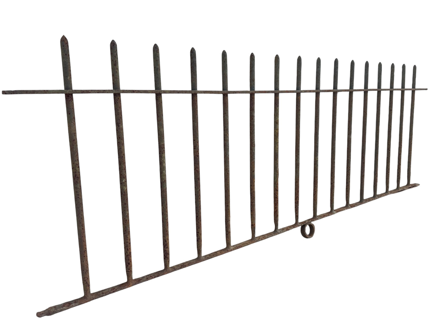 Antique Wrought Iron Picketed Fencing - 7 Ft Long x 27.75" Tall - GA21002
