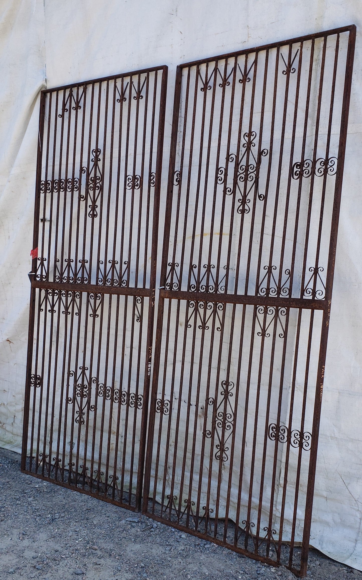 Pair of Ornate Wrought Iron Gates 84 3/4" Tall by 34 1/4" Wide #GA9403