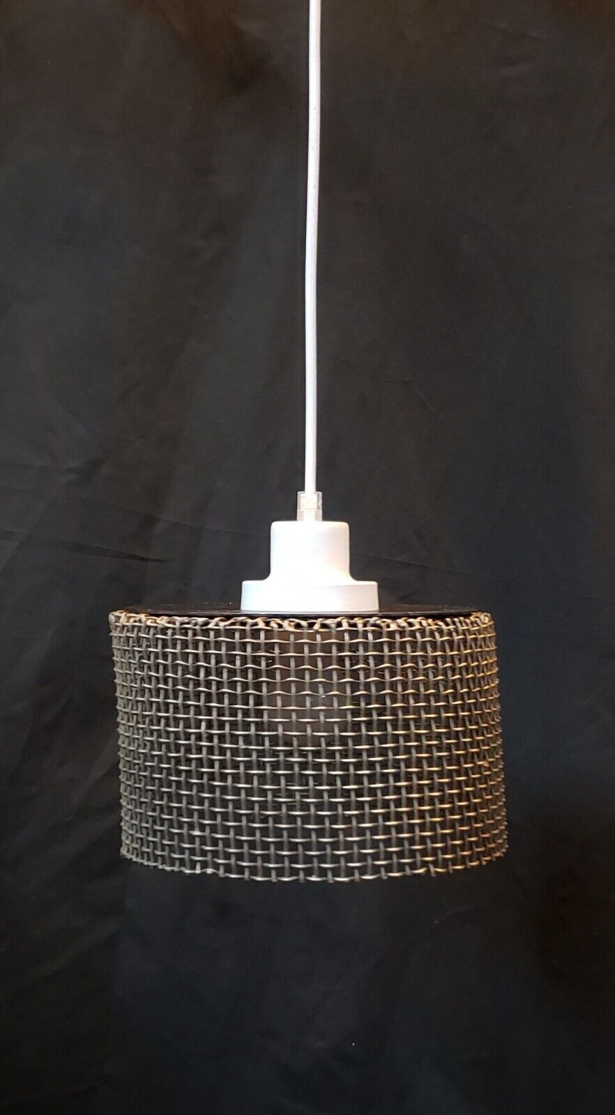 Repurposed Woven Steel Industrial Pendant Lights with Ceiling Caps