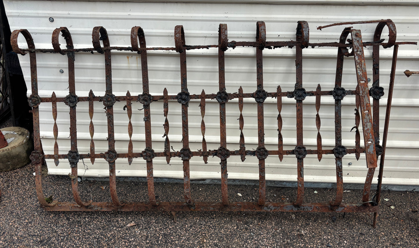 76 Feet of Iron Fence Panels with Cast Iron Rosettes GA21365