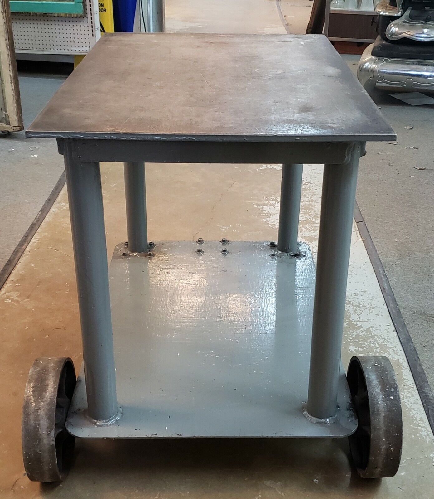 Heavy Duty 2 Shelf Steel Industrial Cart With Stop Break - Local Pick Up Only