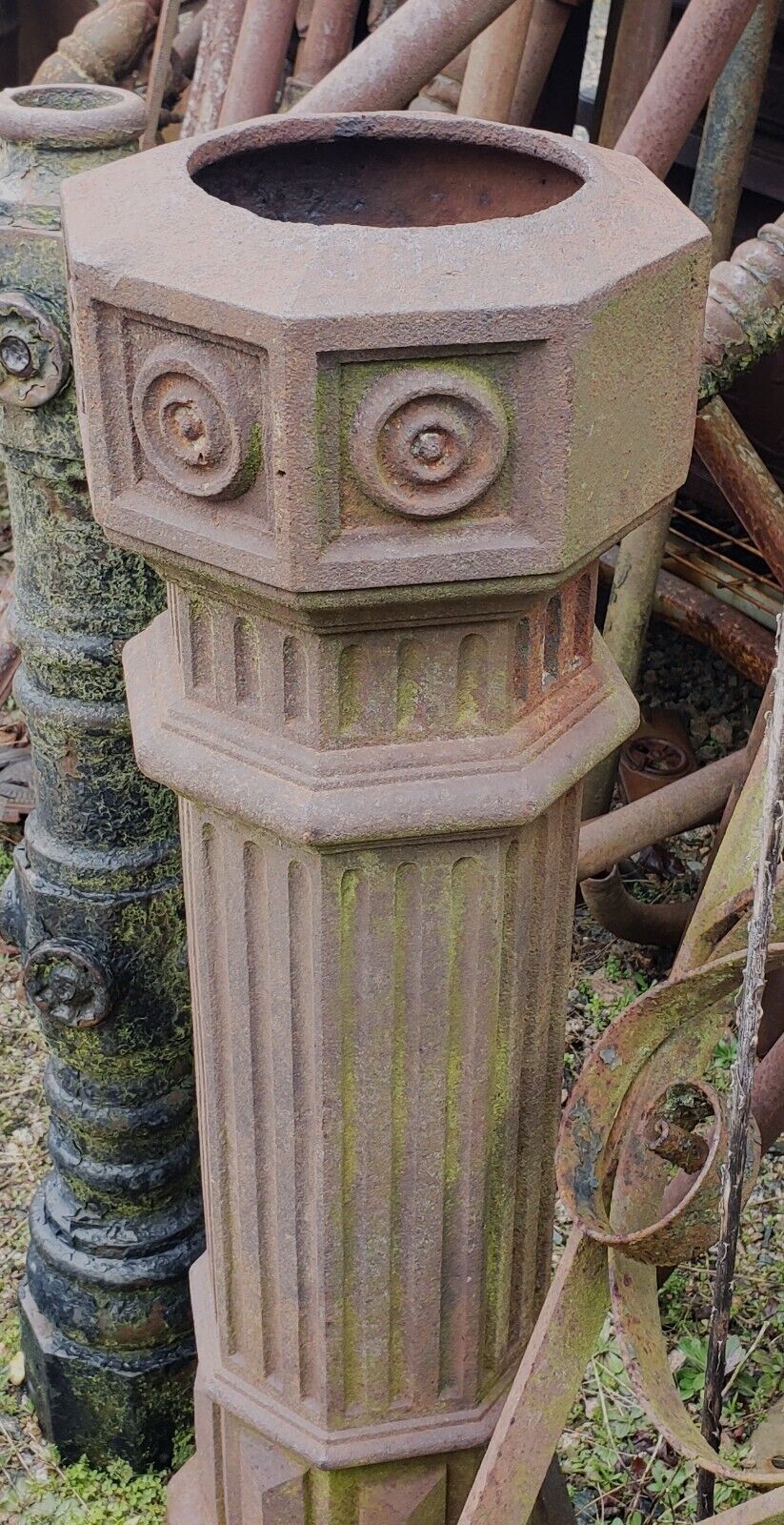 Octagon Shaped Cast Iron Fluted Newel Post 38" x 11" GA9783