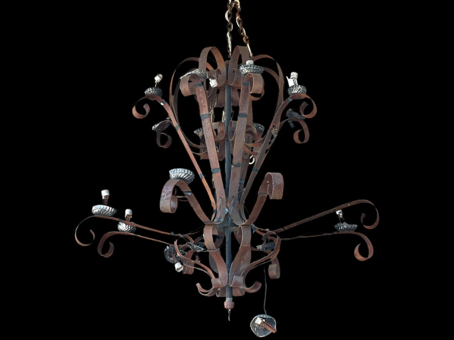 Rustic Iron Scrolled 16-Light Outdoor Chandelier GA20104