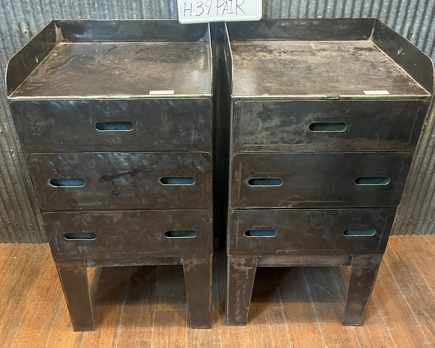 Restored Pair of Early 1900s Steel Machinist Cabinets GA10104