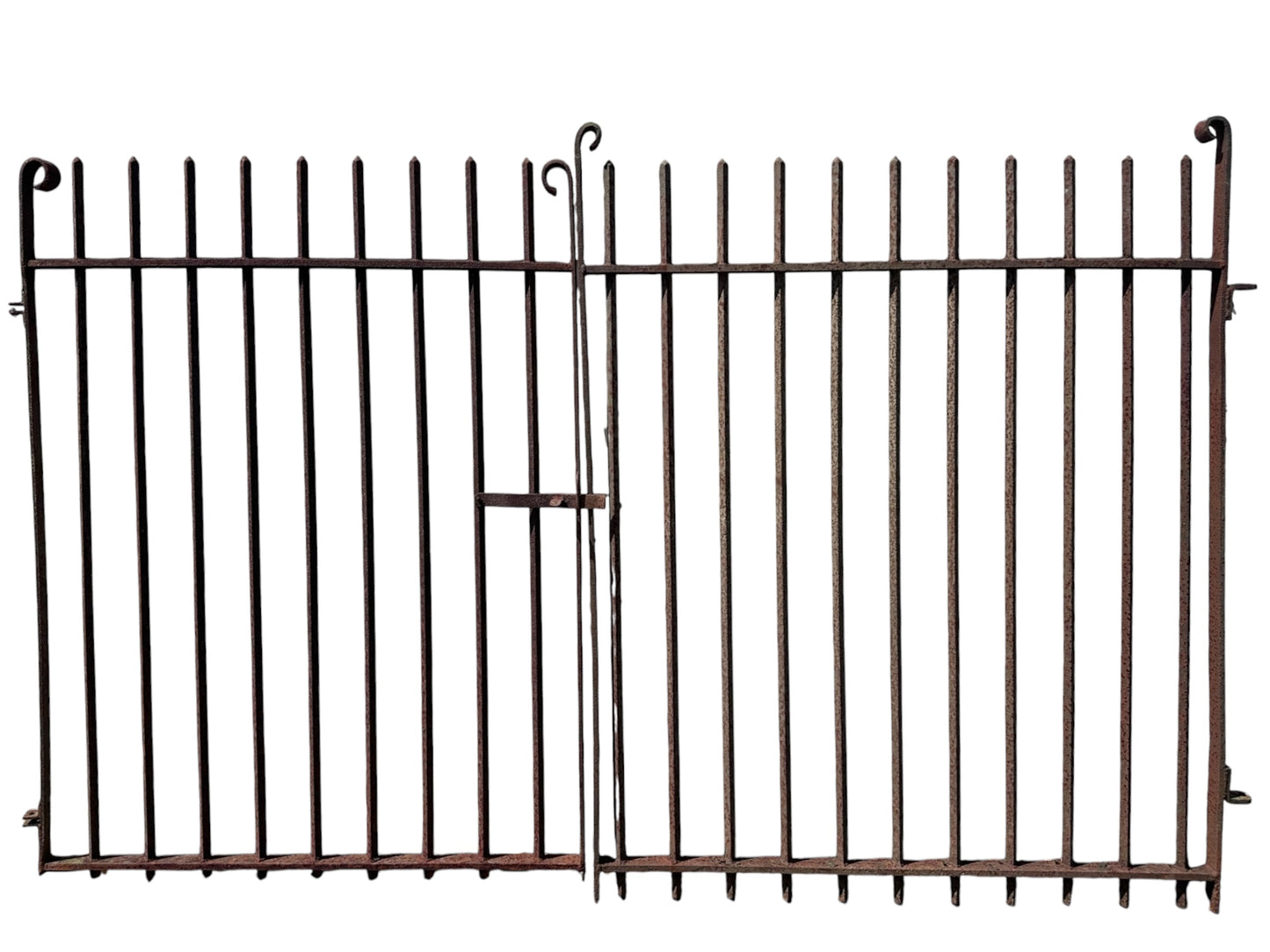 Antique Wrought Iron Entrance Gate Pair w/ Latch GA21041