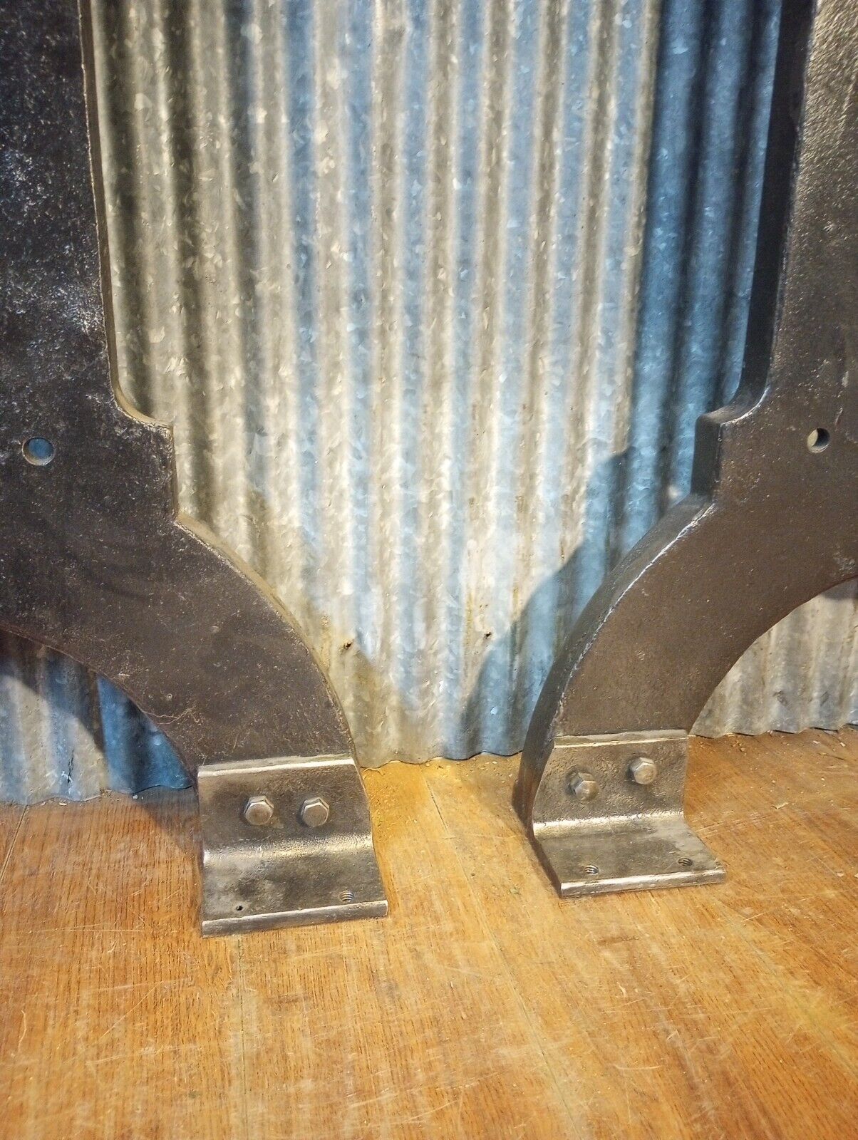 Pair of Art Deco Cast Iron Machine Legs 33 1/2" T x 19 3/4" W