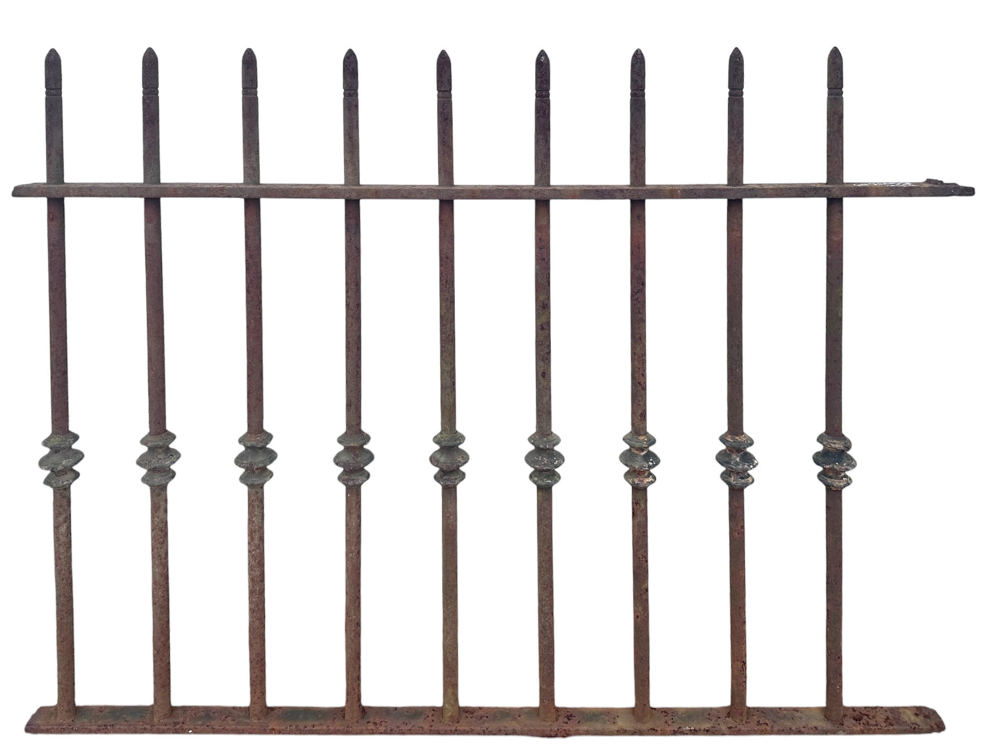 31' Ft of Antique Iron Picket Fencing w/ Lead Ornamental Knuckles GA21057